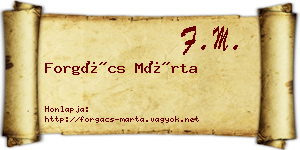 Forgács Márta névjegykártya
